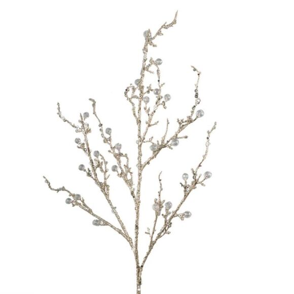 NWT New Direct Import 42" Platinum Silver Metallic Sequin Beaded Jewel Branches - Picture 1 of 12